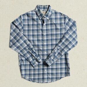 L.L.Bean Blue Plaid Button Down Shirt Classic Fit - Small
